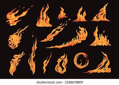 Fire Flames Set Hand Drawn Illustration Stock Vector (Royalty Free ...