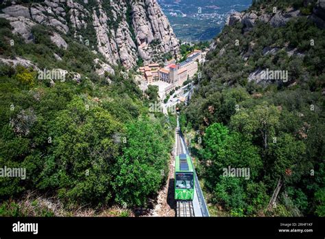 Funicular De Sant Joan Cable Car Railway On The Benedictine Abbey Of