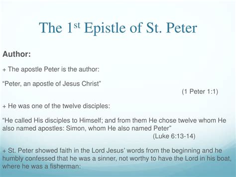 PPT - The First Epistle of St. Peter PowerPoint Presentation, free ...