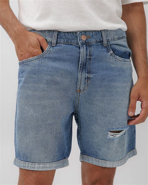 Riachuelo Short Jeans Masculino Slim Destroyed Denim M Dio Pool By