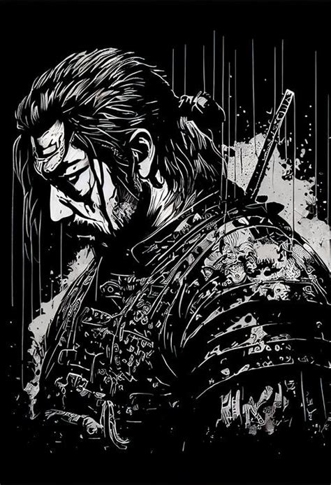 Portrait Of An Ancient Samurai Warrior In Ancient Warrior Armor The