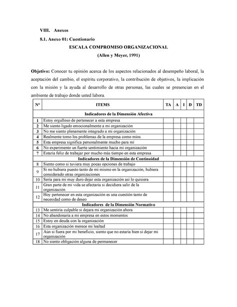 Escala Entrevista VIII Anexos 8 Anexo 01 Cuestionario ESCALA