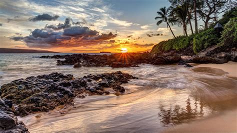 Wallpaper Sunlight Landscape Sunset Sea Bay Rock Nature Shore