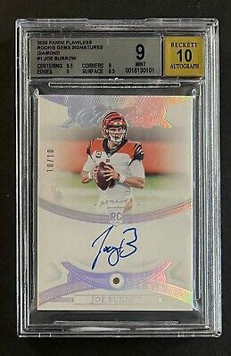 2020 Flawless Joe Burrow Rookie Gems Signatures Auto Diamond 10 10 BGS