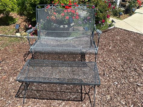 Vintage Meadowcraft Dogwood Wrought Iron Love Seat And Rectangular