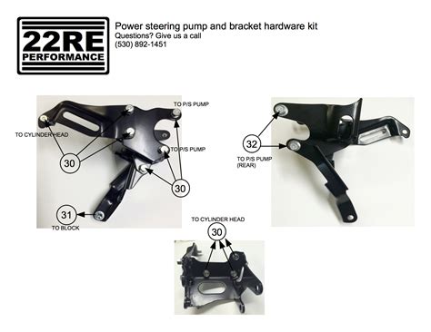 Power Steering Pump Bracket Hardware Kit 22RE Performance