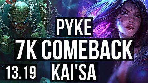 PYKE Vs KAI SA MID Comeback 1 1M Mastery 400 Games Godlike