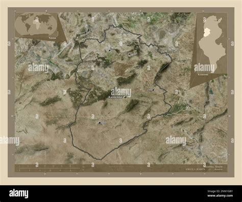 Kasserine Governorate Of Tunisia High Resolution Satellite Map Locations And Names Of Major