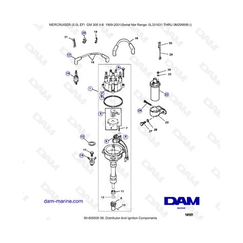 MERCRUISER 5 0L EFI Distribuidor Y Componentes De Encendido