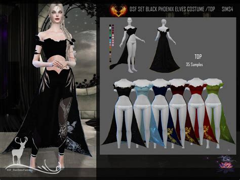 The Sims Resource DSF SET BLACK PHOENIX ELVES TOP