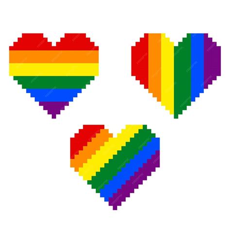 Premium Vector Pride Heart Pixel Art Lgbt 8 Bit Pride Heart Pixel Rainbow Heart Icon