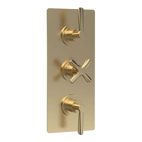 Nuie Aztec Triple Thermostatic Shower Valve Brushed Brass CLL8211