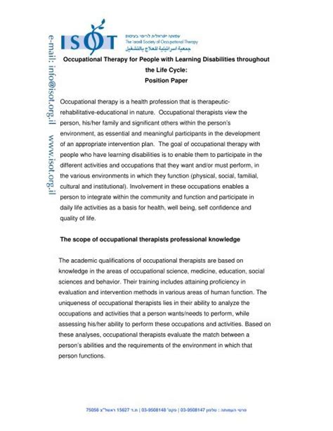 Occupational Therapy For People With Learning Disabilities