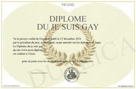 Diplome Du Je Suis Gay