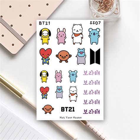 BT21 sticker sheet - Not Your Noona's Ko-fi Shop - Ko-fi ️ Where ...