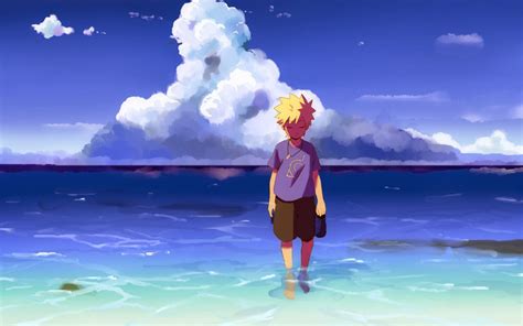 Fond D Cran X Px Gar Ons Anime Des Nuages Mer Uzumaki