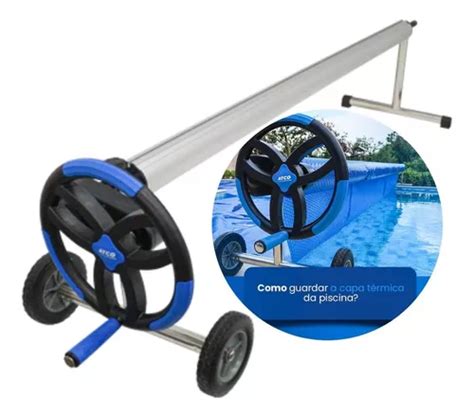 Enrolador Capa Térmica Atco Ajustável Aluminio Piscina Azul