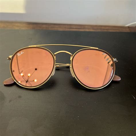 Ray Ban Mirrored Rose Gold Round Aviators Gem