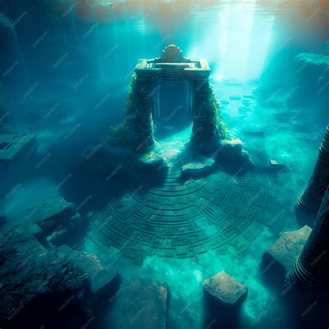 Premium Photo | Underwater lost city atlantis and its ruins