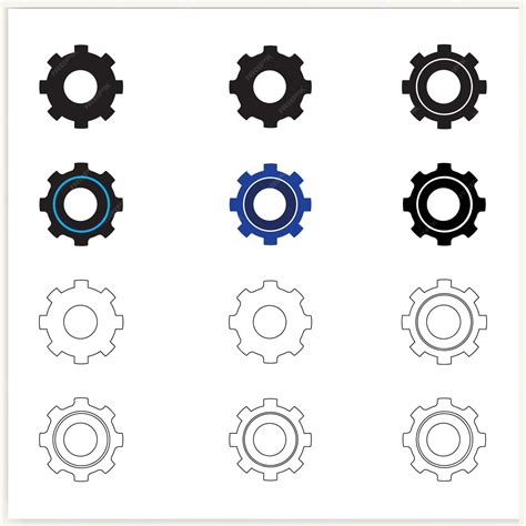 Conjunto De Iconos Vectoriales De Ajuste De Engranajes Mecanismo De