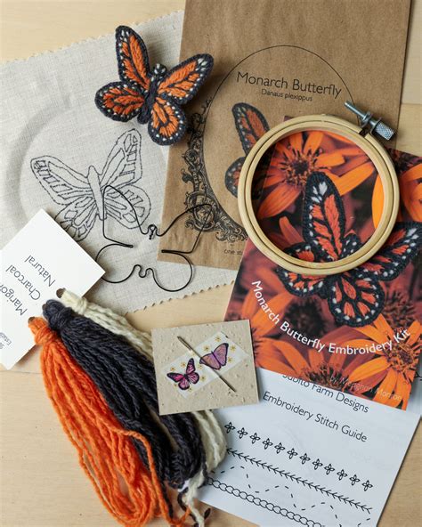 Monarch Butterfly Embroidery Kit - Subito Farm Designs