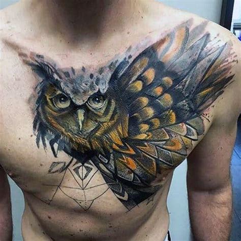 Owl Chest Tattoo Designs For Men Nocturnal Ink Ideas