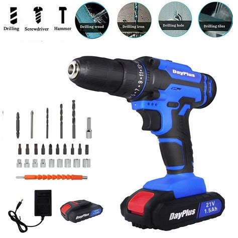 Dayplus V Ah Cordless Combi Drill Set Electric Impact Driver