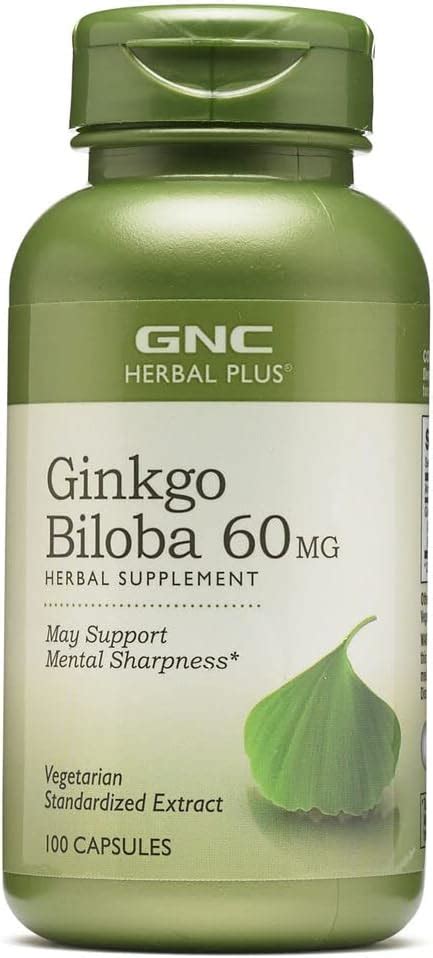 Gnc Herbal Plus Ginkgo Biloba 60mg 100 Capsules Supports Mental Sharpness Health