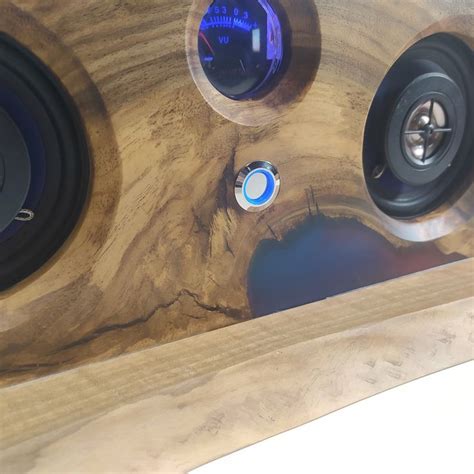 Handmade Wooden Bluetooth Speaker From Walnut Wood And Epoxy Resin Can