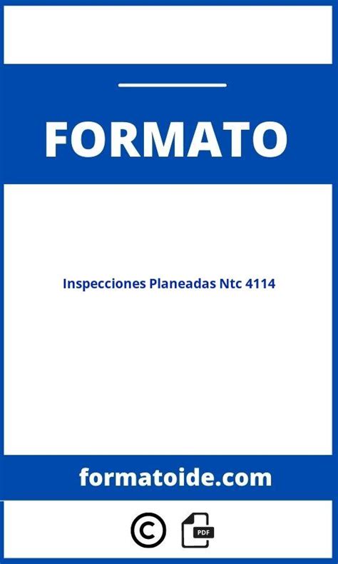 Formato De Inspecciones Planeadas Ntc 4114 Modelo WORD PDF