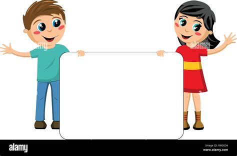 Kids or children holding blank banner isolated Stock Vector Image & Art ...