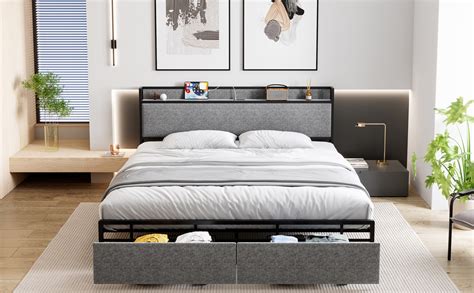 Amazon Garveehome King Size Bed Frame With Storage Drawers