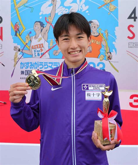 ＜かすみがうらマラソン兼国際ブラインドマラソン2023＞10マイル男子で優勝した赤津勇進（撮影・藤山 由理） ― スポニチ Sponichi