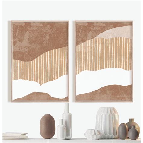 Kit 2 quadro decorativo boho marrom nude branco 40x60 decoração para casa sala quarto Shopee