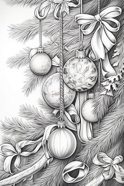 A drawing of a christmas tree with ornaments | Premium AI-generated image