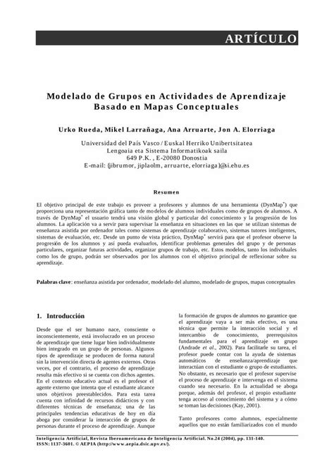 Pdf Modelado De Grupos En Actividades De Aprendizaje Basado En Mapas