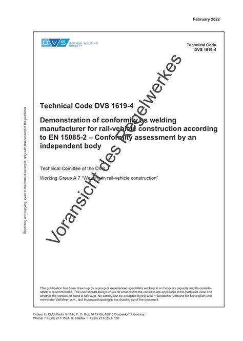 Richtlinie Dvs Schwei En Im Schienenfahrzeugbau