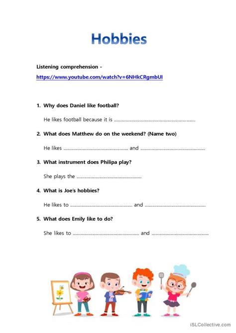 Hobbies Listening Comprehension English Esl Worksheets Pdf Doc