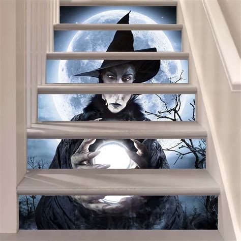 Halloween Witch Hand Holding Magic Light Stair Sticker Halloween