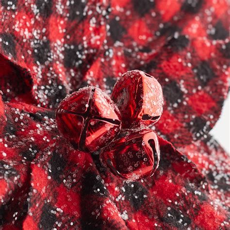 Shimmering Black And Red Plaid Artificial Poinsettia Pick Picks