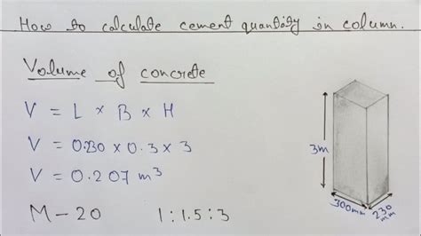 How To Calculate Cement Quantity In Column Cement Calculation Youtube