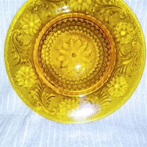 Yellow Glass Plate Etsy