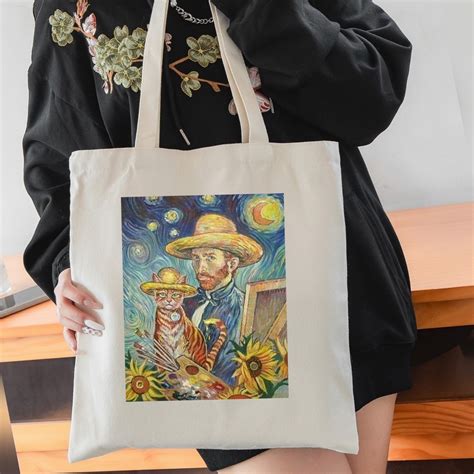 Bolsa Sacola Zíper Ecobag Van Gogh Pintura Gato Shopee Brasil