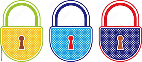 Lock sign illustration. Colorful traditional lock icons with key hole. Isolated lock symbols on ...