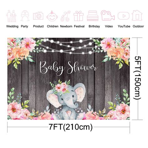 Mocsicka Elephant Baby Shower Background Pink Baby Girl Elephant