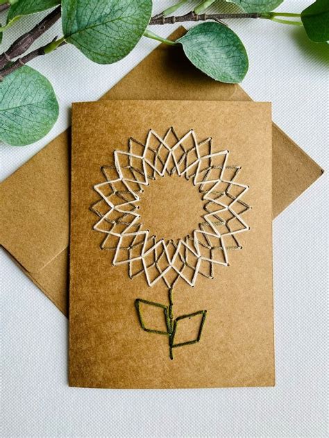 Dahlie Hand Gen Hte Gru Karte Kit Gestickte Blume Diy Etsy De