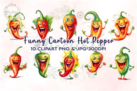 Funny Cartoon Hot Pepper Clipart Graphic By Nastine Creative Fabrica