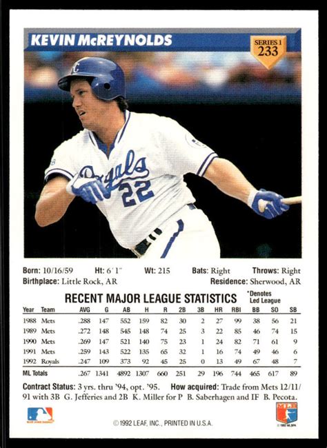 Donruss Kevin Mcreynolds Kansas City Royals Baseball Card Ebay