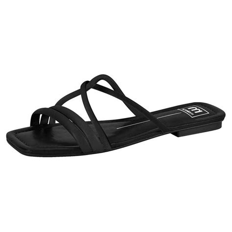 Chinelo Feminino Multi Tiras Preto Moleca Karina Calçados