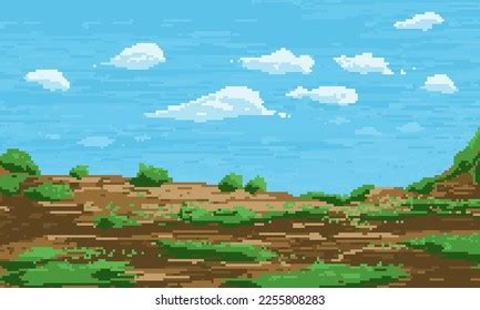 Pixel Art Landscape Background Wallpaper Design Stock Illustration ...